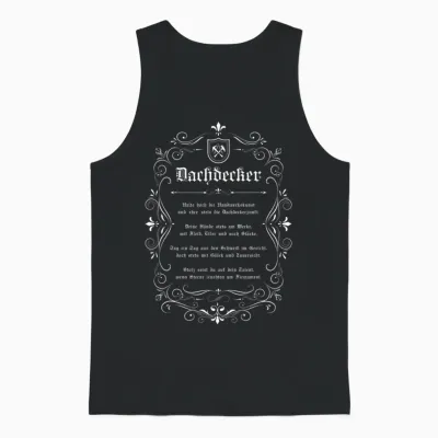 Traditional Roofer T-Shirt Cool Slogan with Guild Crest, Black, S Unisex Tank Top - Black