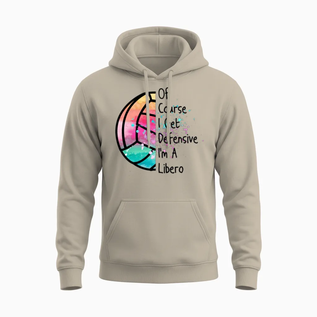 Libero Defensive Volleyball Player Quote Unisex Hoodie in Sand