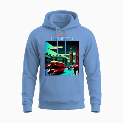 Retro London Unisex Hoodie - Carolina Blue
