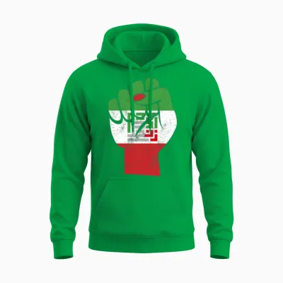 Iranian Flag Women Life Freedom in Farsi Female Unisex Hoodie - Irish Green