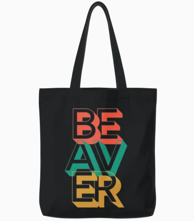 Retro Beaver Tote Bags in Black