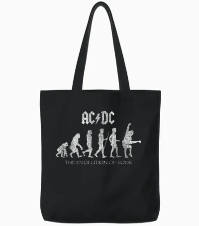 Officiel Ac/dc Evolution of Rock Artwork Acdc Rock Tote Bags - Black