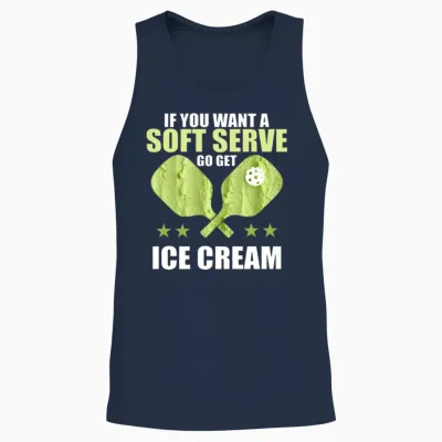 Funny Pickleball T-Shirt - Soft Serve Ice Cream Unisex Tank Top - Navy