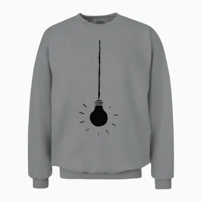 Hand Cut Linocut Hanging Light Bulb Minimalist Gra Unisex Sweatshirt - Sport Grey
