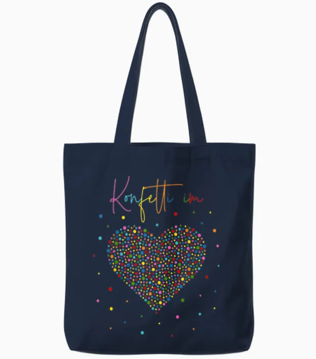 Confetti Heart Fancy Dress Costume Carnival Confetti in Heart T-Shirt, Black Tote Bags in Navy