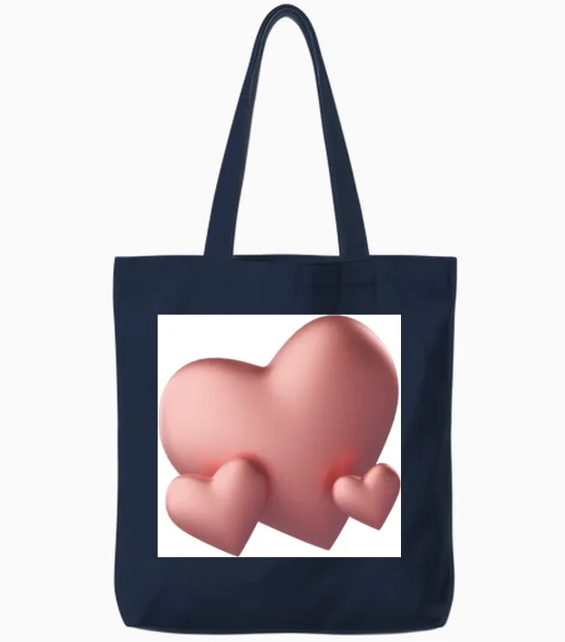 Heart Design Tote Bags in Navy