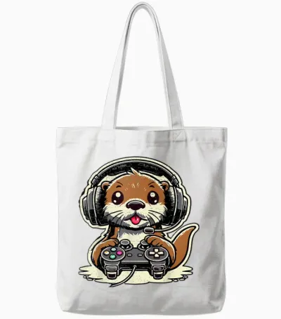 Funny Sea Otter Amateur Sea Otter Video Game T-Shirt, Black, S Tote Bags - White