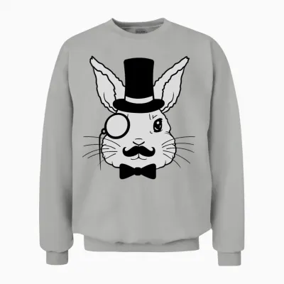 Sir Bunny Monocle Top Unisex Sweatshirt - Ash