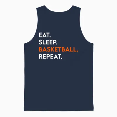 Eat Sleep Basketball Repeat Unisex Tank Top - Navy