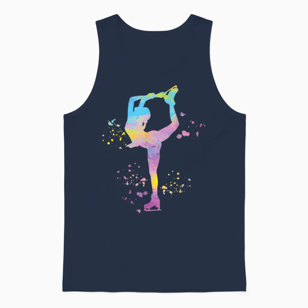 Iceskating Figure Skating Ice Dancing Accessoires Bunte Mädchen Eiskunstlauf Eislaufen T-Shirt Multicolored Crew Neck Halbarm Small Polyester 100% Klassisch Sportswear Mädchen Unisex Tank Top in Navy