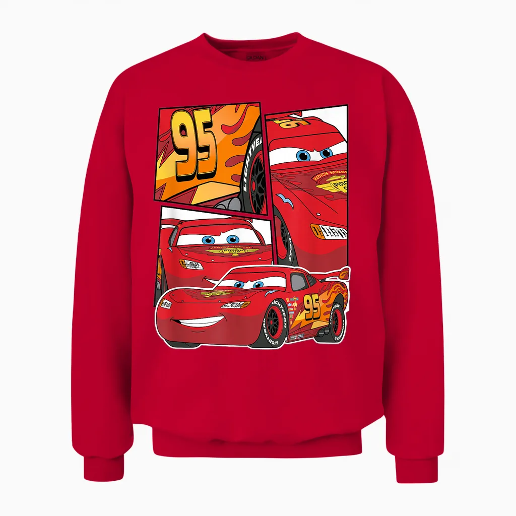 Pixar Cars Lightning Mcqueen Grid Unisex Sweatshirt in Red