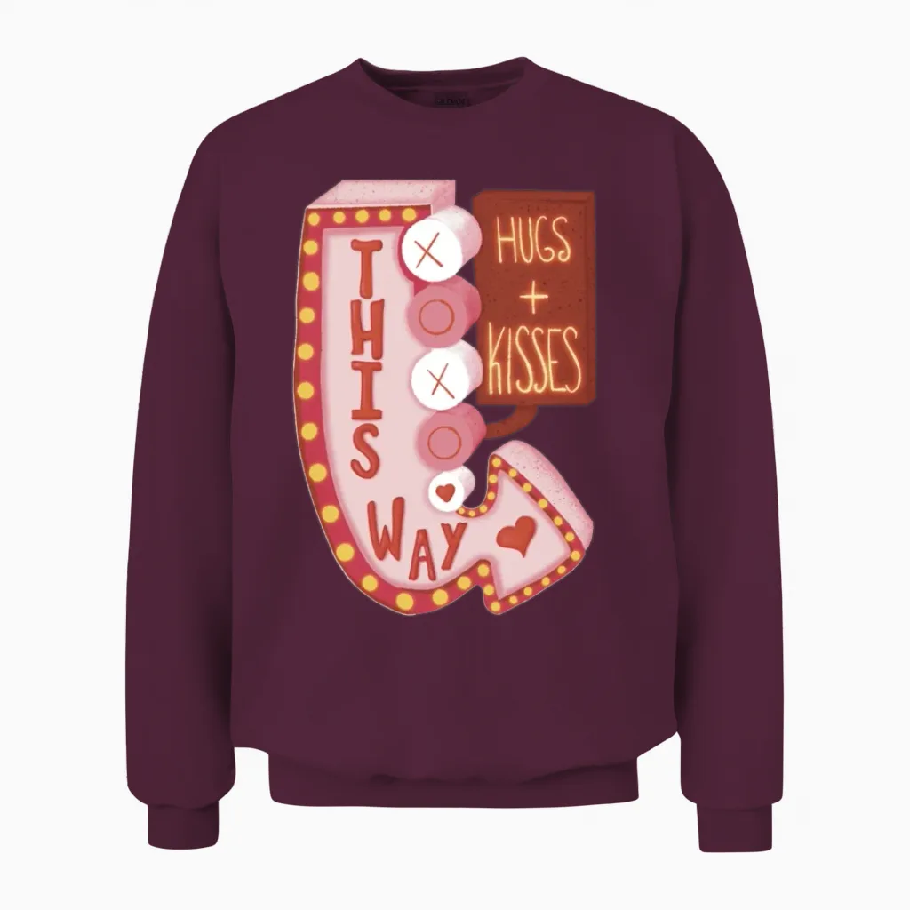 Retro Valentine’s Day Unisex Sweatshirt in Maroon