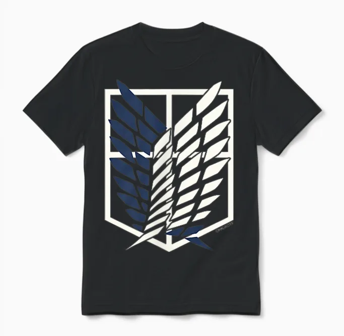 Attack on Titan Small Scout Regiment Shield Chest Anime Unisex T-Shirt in Black