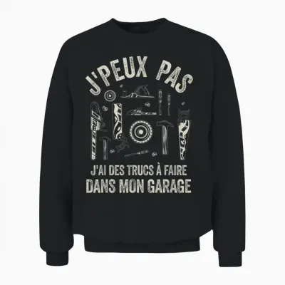 Funny Dad Bricoleur J'peux Pas Bricoleur Gift Garage Unisex Sweatshirt - Black