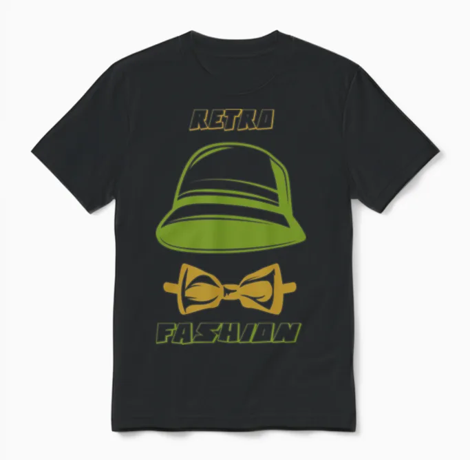 Retro Fashion Vintage Unisex T-Shirt in Black