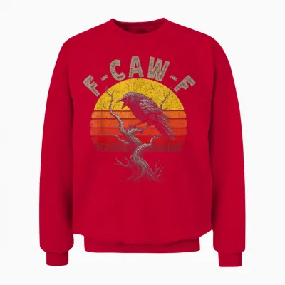 Black Crow F-Caw-F Full Moon Gothic Witchy Humor Für Erwachsene Herren Unisex Sweatshirt - Red