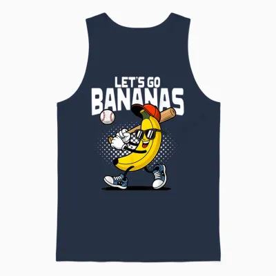 Let's Go Bananas Funny Banana Baseball Lover Banana Unisex Tank Top - Navy