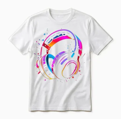 80s Style Dj Headphones Disc Jockey Nightclub T-Shirt, Black, S Unisex T-Shirt - White