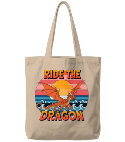 Ride the Dragon Tote Bags - Natural