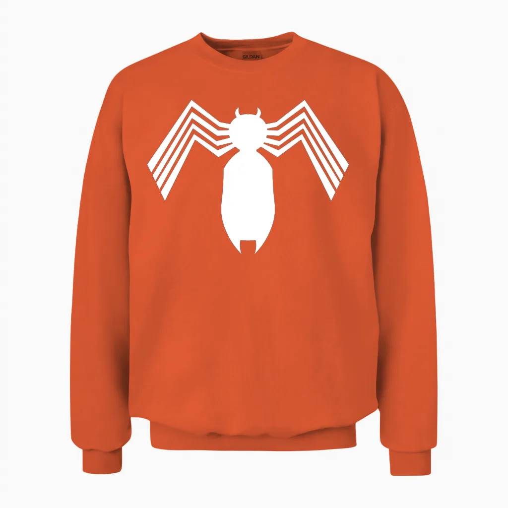 Marvel Spider-Man Venom Symbiote Long Sleeve Logo, Black, S Unisex Sweatshirt in Orange