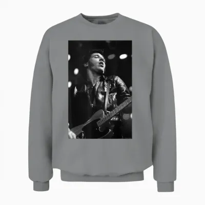 Bruce Springsteen Live at Wembley by Simon Fowler T-Shirt, Black, S Unisex Sweatshirt - Sport Grey
