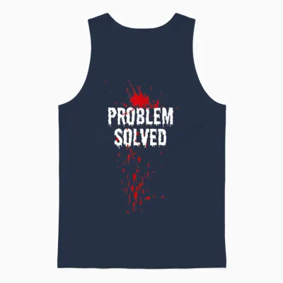 Bloody Problem Solved Blood Stain Halloween T-Shirt, Black, S Unisex Tank Top - Navy