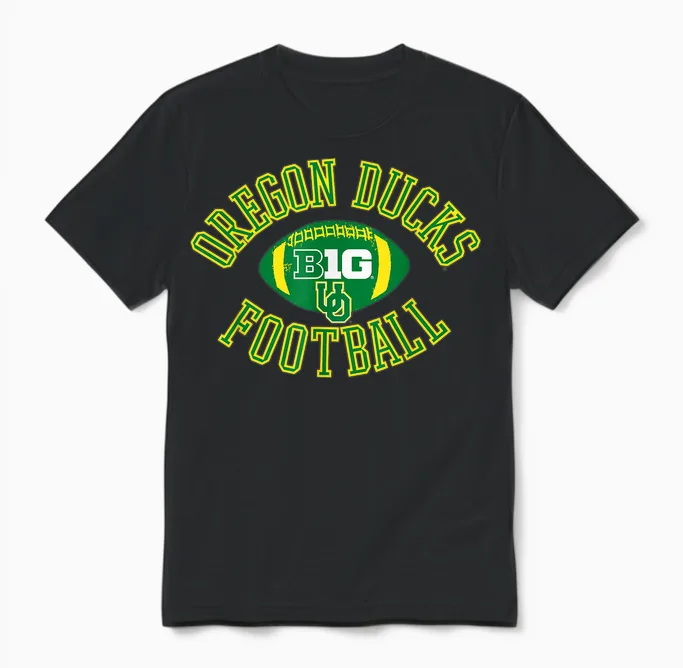 Oregon Ducks Big 10 Football Huddle Officially Licensed Unisex T-Shirt in Black
