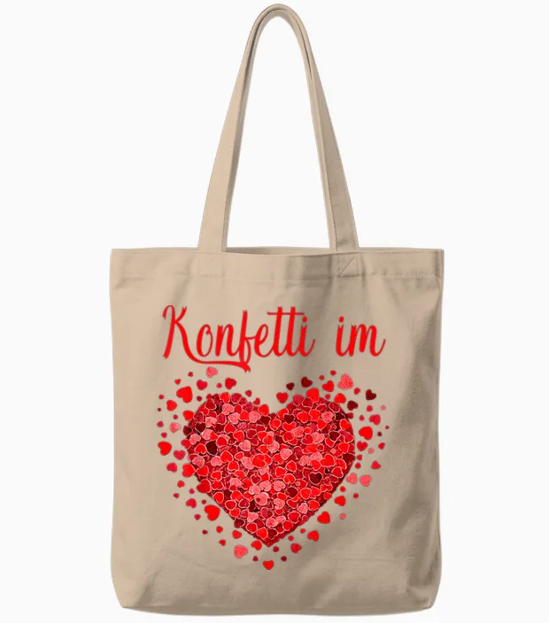 Confetti in Heart Fancy Dress Carnival Confetti Costume Outfit Tote Bags in Natural