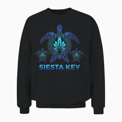 Siesta Key Florida Fl Ocean Blue Turtle Souvenirs Unisex Sweatshirt - Black