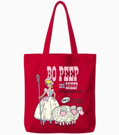 Disney Pixar Toy Story 4 Bo Peep and Sheep Advertisement Tote Bags - Red