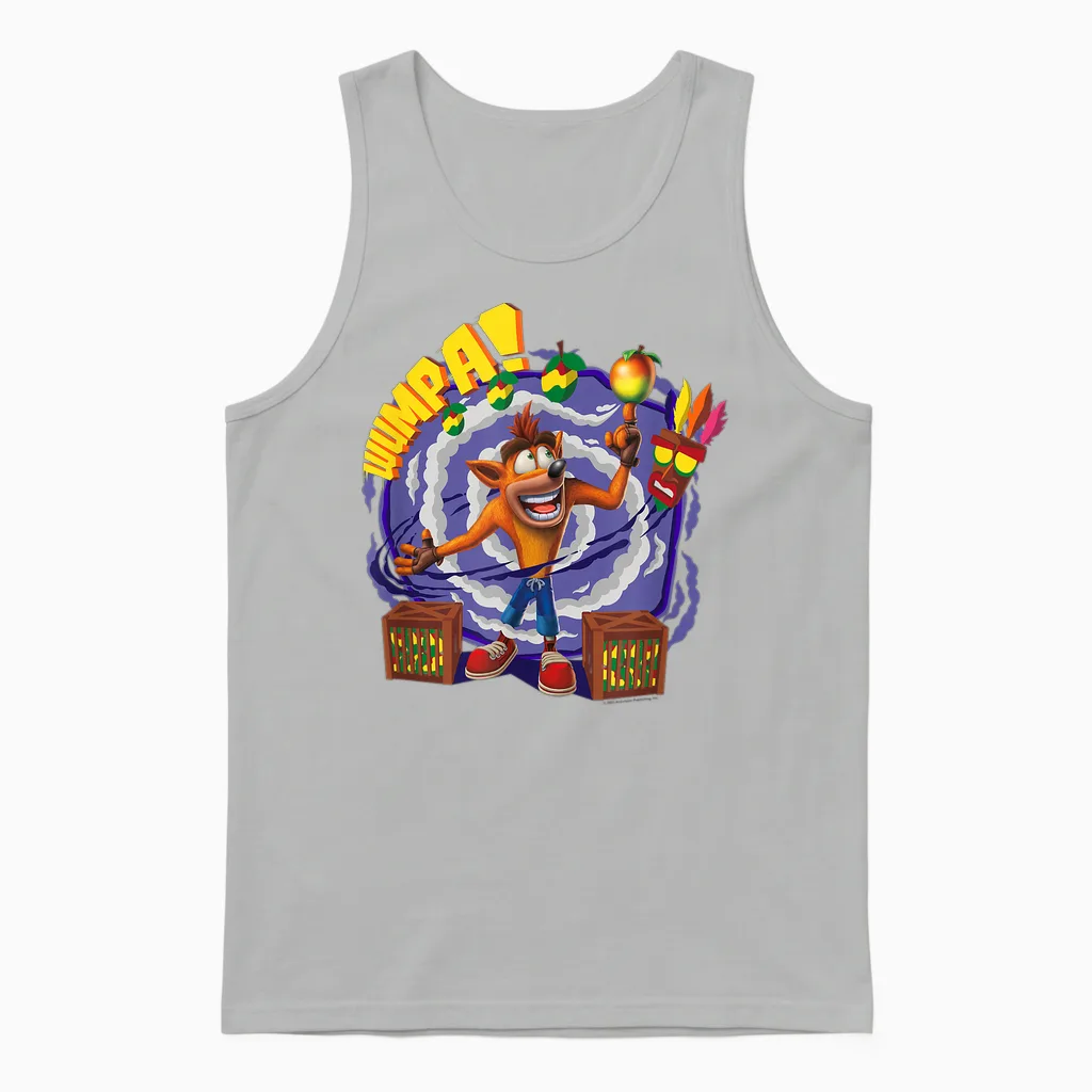 Crash Bandicoot Wumpa! Smoke Swirl Background Shot Unisex Tank Top in Ash