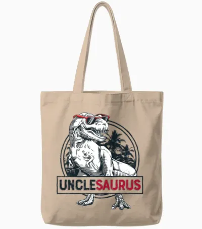Unclesaurus T Shirt T Rex Uncle Saurus Dinosaur Tote Bags - Natural