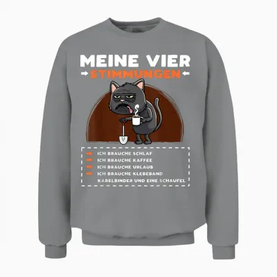 Katze Lustige Sprüche Urlaub Müde Kaffee Unisex Sweatshirt - Sport Grey