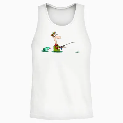 Funny Fishing Unisex Tank Top - White