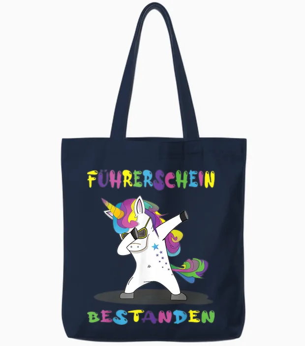 Einhorn Führerscheinprüfung Fahrprüfung Bestanden Tote Bags in Navy