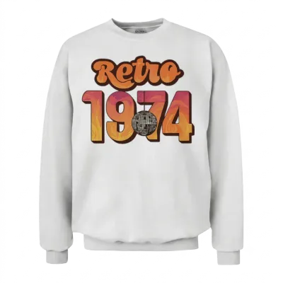 Retro 1974 Disco Fever Party Design Unisex Sweatshirt - White