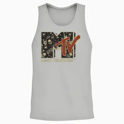 Mtv Rock N Roll Music Hard Heavy Metal Skull Guitar Vintage Unisex Tank Top - Ash