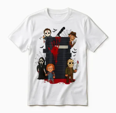 Halloween Horror Movie Characters Funny Scary Halloween Unisex T-Shirt - White
