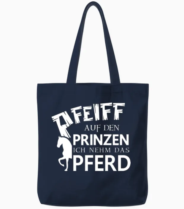 Horse Quote Lovers Tote Bags in Navy
