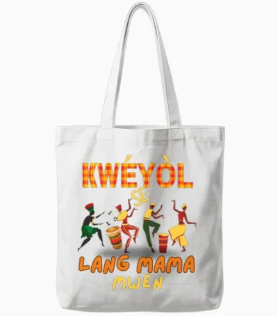 Happy Fete Kweyol Happy Jounen Kweyol Day Saint Lucia Creole Tote Bags - White