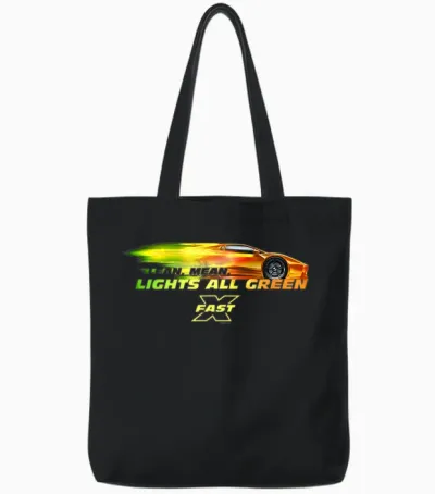 Fast X Lean Mean Lights All Green Lamborghini Gradient Tote Bags - Black
