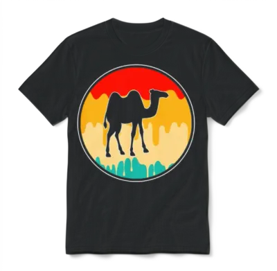 Camel Retro Unisex T-Shirt - Black