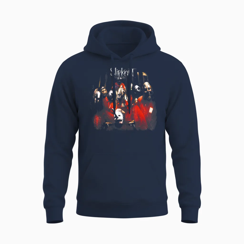 Slipknot Official Self Titled T-Shirt - Men's Black Small Crew Neck Short Sleeve Unisex Hoodie in Navy