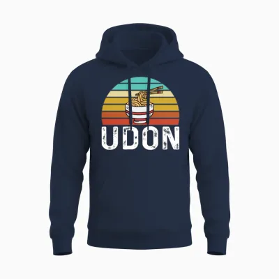 Retro Udon Noodles Unisex Hoodie - Navy