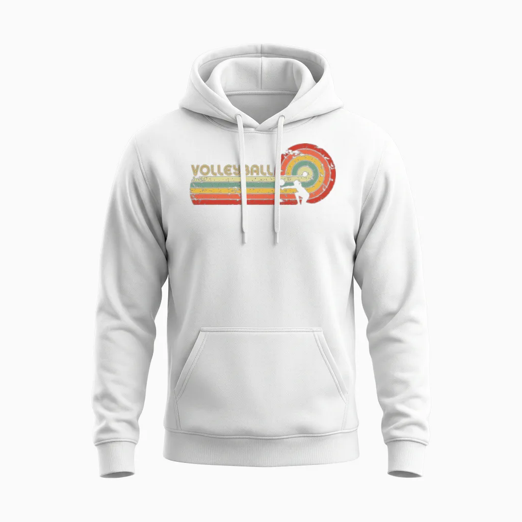 Volleyball Retro Style Unisex Hoodie in White