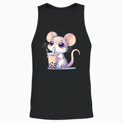 Kawaii Mäuse Bubble Tea Boba Maus Unisex Tank Top - Black