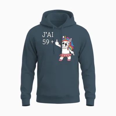 J'ai 59 Plus 1 Unicorn Funny Birthday Woman 60 Years T-Shirt, Black, Female X-Small Unisex Hoodie - Dark Heather