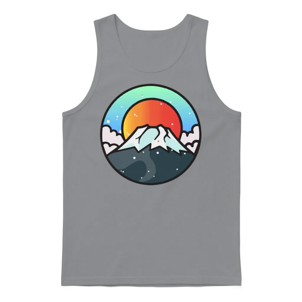 Vintage Mountain Sunset - Snowy Mountain Design Unisex Tank Top - Sport Grey