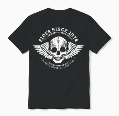 Rider Since 1974 - 51 Years, Fueled by Freedom Unisex T-Shirt - Black