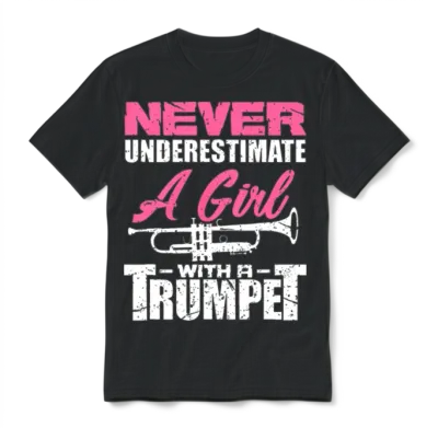 Trumpet Girl Funny Trumpet Player Marching Band Unisex T-Shirt - Black